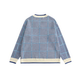 Men Sweater Color Matching Plaid Knitwear Men's Pullover