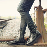 Western Shoes Winter Fleece-Lined Warm Mid-Top Men's Boots Men's Boots Leather Boots