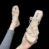 Women Open Toe Sandals Flats Summer Chunky Heel Plus Size Toe Baring Sandal Fashion Sandals