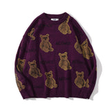 Men Sweater Cartoon Bear Full Printed Sweater Men's Sweater Pullover