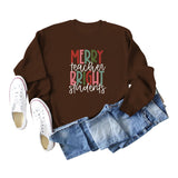 Merry and Bright Sweatshirts Merry Teacher Bright Casual round Neck Sweater