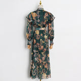 Betty Draper Valentine's Day Dress Spring Vintage Printed Collar Long Dress