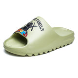 Mens Slide Summer Slippers Men'S Shoes Sesame Street Graffiti Casual Slippers
