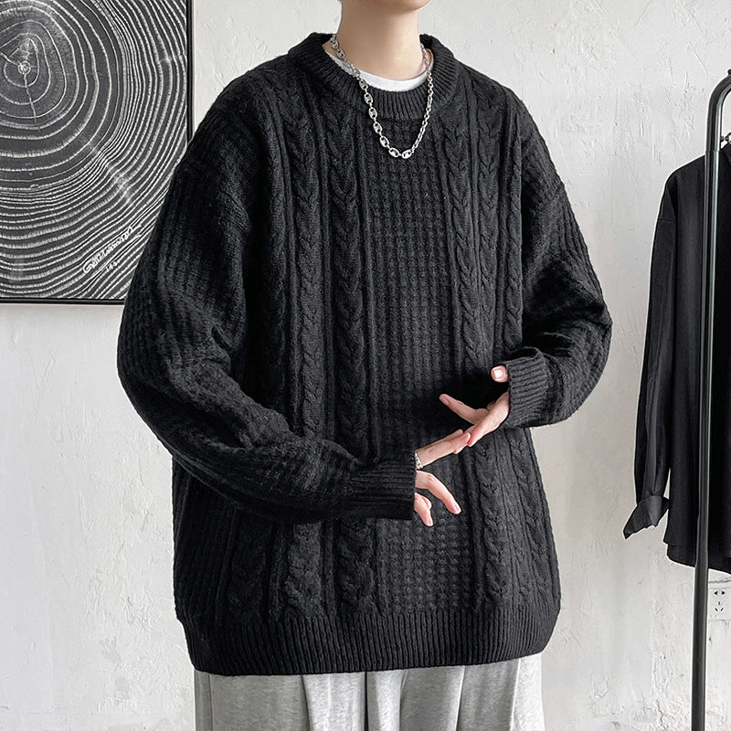 Men's Sweatshirt Fall Winter Men's round Neck Sweater Loose