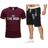 Vlone T Shirts & Shorts 2 Piece Set Rose Large V Printed Men'S And Women'S Loose Short-Sleeved T-Shirt