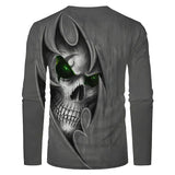Skull T Shirt 3D Digital Printing Skull Retro Crew Neck T-shirt Men's Long Sleeve