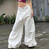 Julia Fox Low Rise Jeans White Large Wide Leg Fashion Woven Pants