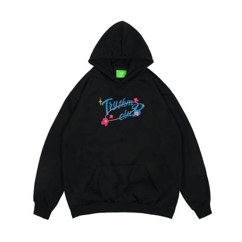 Man Fall Outfits Alphabet Embroidery Loose Couple Hooded Sweater