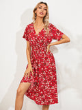 Nine Britton Dress Small Floral Print Short Sleeve