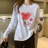 Valentine's Day T Shirts Couples Women's Solid Color Printed Long Sleeve