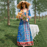 Gypsy Style Dresses Embroidered Ethnic Style V-neck Printing