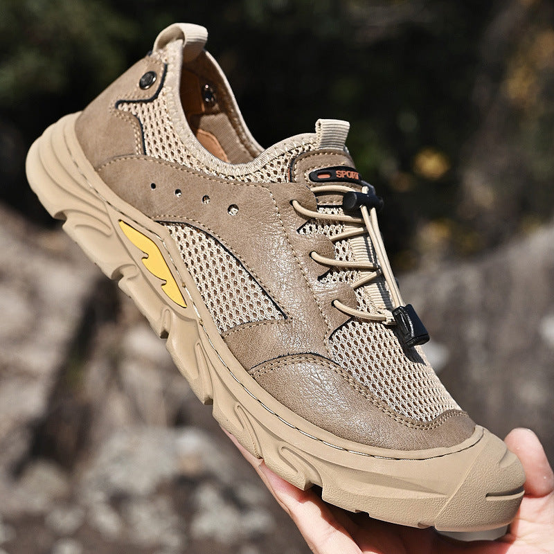 Tactical Trekking Sandals Summer Men's Outdoor Mesh Shoes Cowhide Mesh Sports Casual Shoes