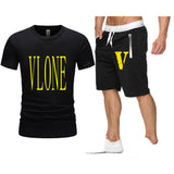 Vlone T Shirts & Shorts 2 Piece Set Men'S Printed Casual Short-Sleeved T-Shirt