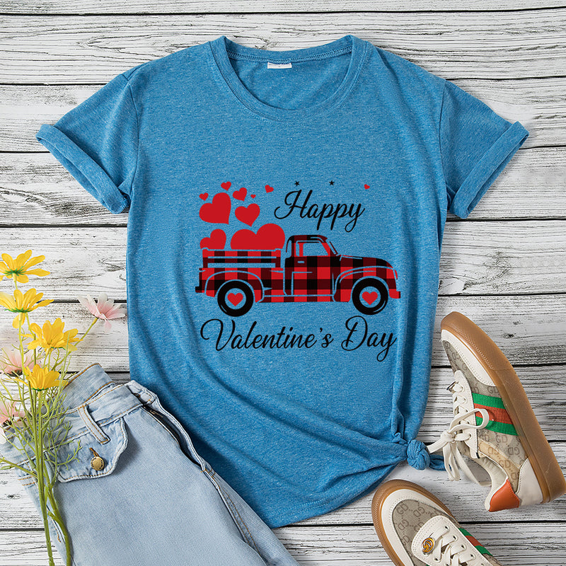 Valentine's Day T Shirts Couples Autumn Cotton Pullover Short Sleeve T-shirt