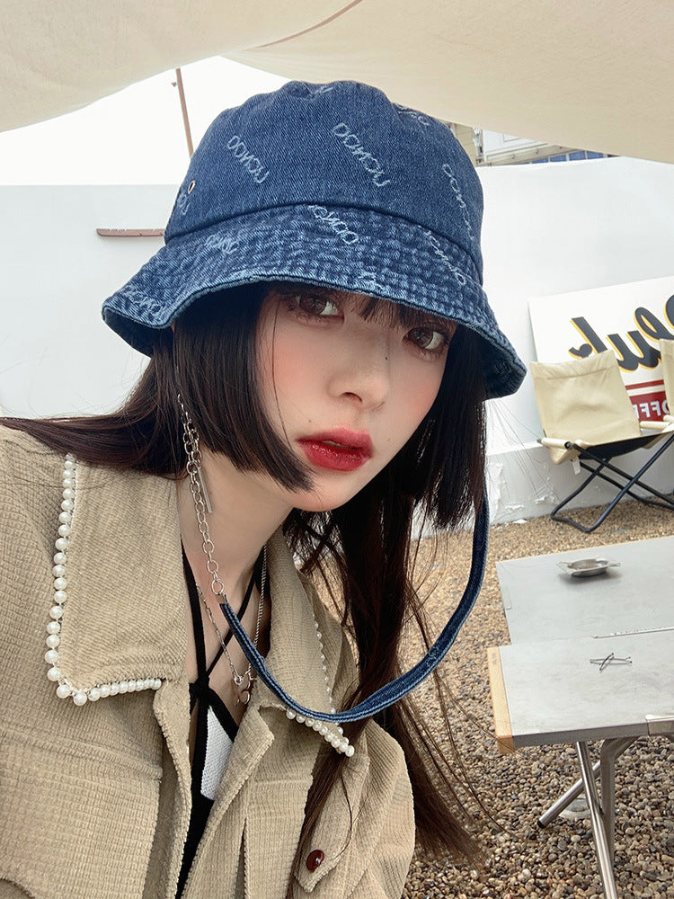 Women Bucket Hat Cowboy Fisherman Chain Letters