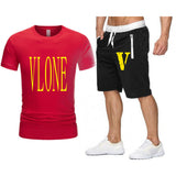 Vlone T Shirts & Shorts 2 Piece Set Men'S Printed Casual Short-Sleeved T-Shirt