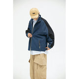 Men Denim Jackets Color Stitching Stand-Collar Casual Youth Coat