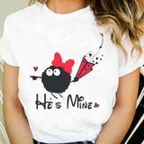 Valentine's Day T Shirts Couples T-shirt Heart Printing Women's Base Shirt round Neck plus Size
