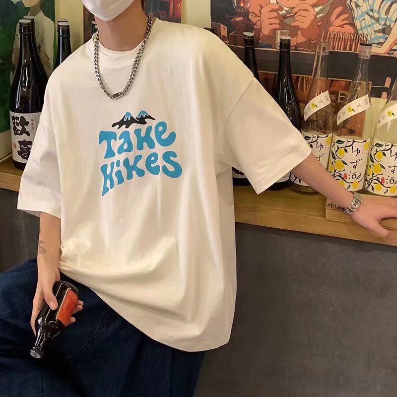 Men T-Shirts Loose All-Match Cotton Printing