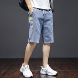 Men Denim Shorts Men's Jeans Shorts Straight Loose Korean Ripped