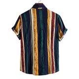 Camp Collar Shirt Striped Shirt Printed Short Sleeve