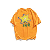 Men T Shitrs Flowers Graphic Print Crew Neck