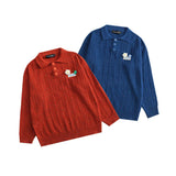 Men Sweater Men's Lapel Sweater Half-Open Collar Pullover