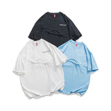 Men T Shitrs Letter Printing Fake Two-Piece Round Neck