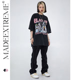 Y2g Shirts for Boys Vintage Washed Black Pink Summer Short Sleeve T-shirt for Men and Women
