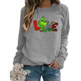Men and Women Grinch Sweater Christmas Grinch Love Printed Crew Neck Sweatshirt Autumn and Winter