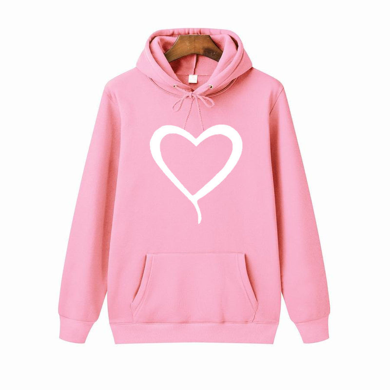 Adolescence Sweatshirt Fleece Heart Printing Loose