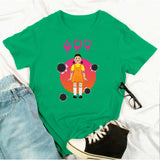 Squid Game Costume printed loose cotton round neck short sleeve t-shirt for women
