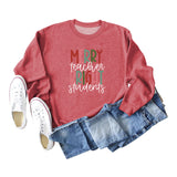 Merry and Bright Sweatshirts Merry Teacher Bright Casual round Neck Sweater