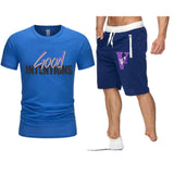 Vlone T Shirts & Shorts 2 Piece Set Letter Large V Printed Short Sleeve