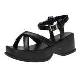 High Heels Slippers Summer Chunky Heel Open Toe with Buckle High Heel Roman Style Shoes