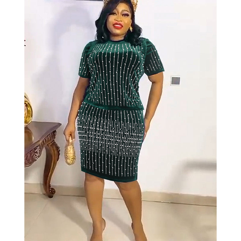 African Dashiki Dress plus Size Women's Beaded Fashion Casual