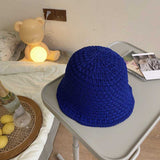 Women Bucket Hat Dome Knitted Fisherman Sun Protection Sunshade