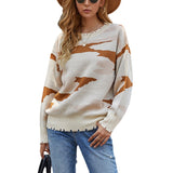 Women Pullover Knit Sweater Ripped Tassel Sweater Women's Autumn and Winter Knitwear Camouflage Sweater