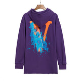 Vlone Hoodie V-Neck Print Hoodie Men And Women Pullover Sweater Coat