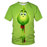 Men and Women Grinch Shirt Cartoon 3D Printed round Neck Short Sleeve T-shirt