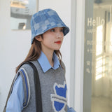 Vintage Check Bucket Hat Cowboy Hat Sunshade Short Brim