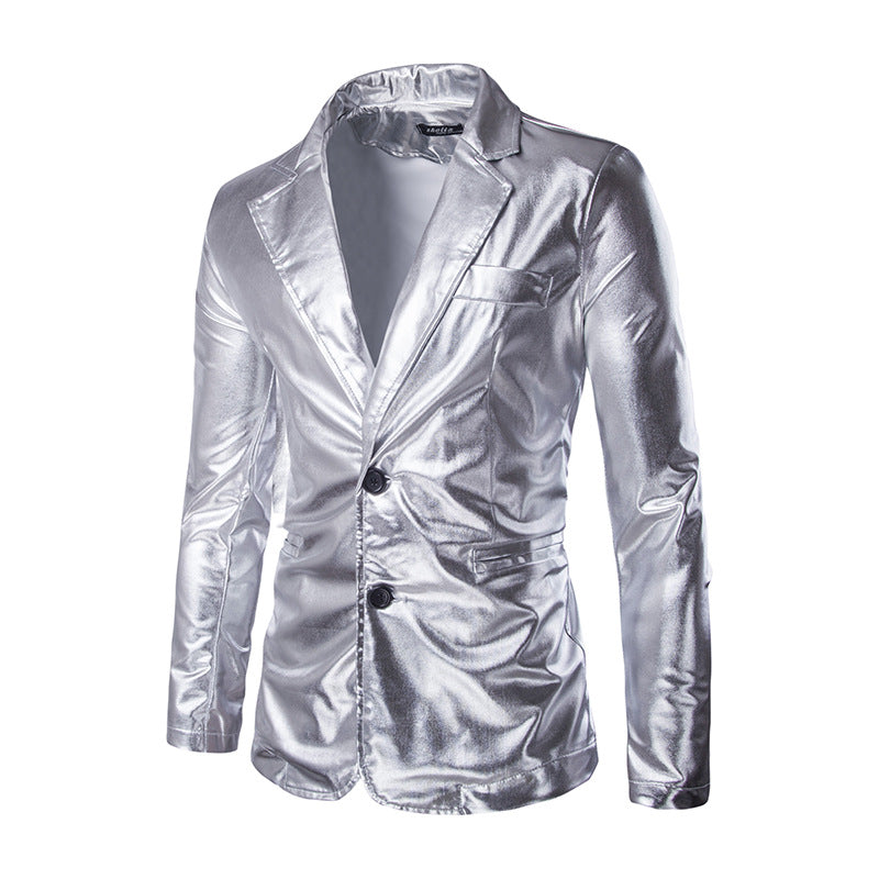 Men Prom Outfits Bronzing Fabric Two-Piece Set