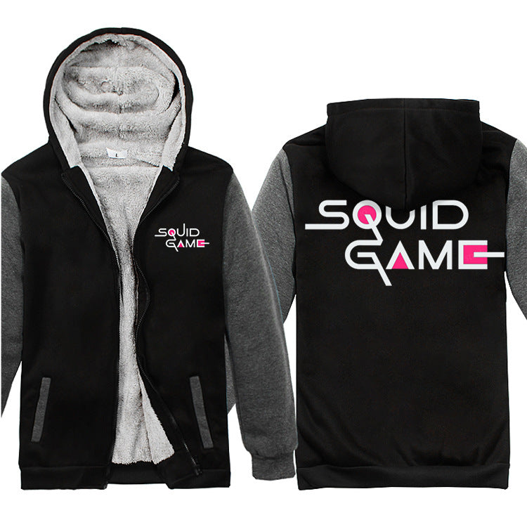 Squid Game Costume Pattern Printed Men's and Women's Loose Thick Zipper Hooded Sweater