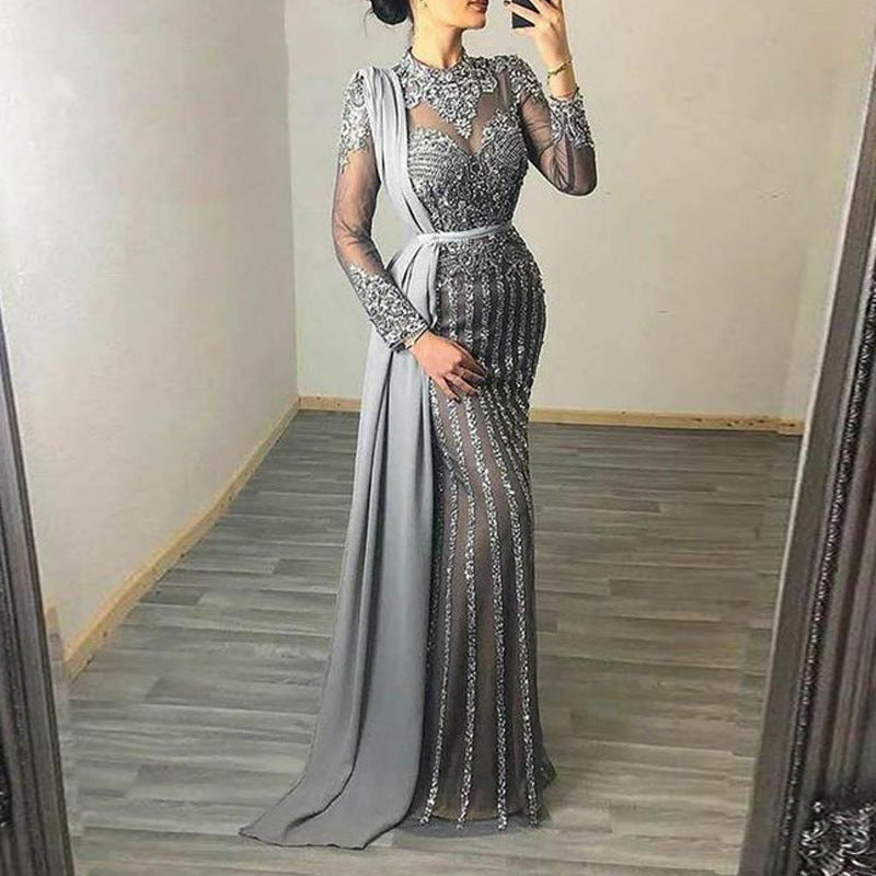 Long Homecoming Dresses Formal Dress Slim-Fit See-through Evening Dress