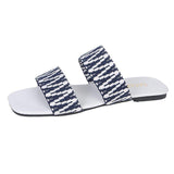 Women Open Toe Sands Flats Summer Flat Woven Flip Flops Fashion Beach Shoes
