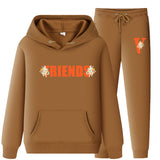 Vlone Hoodie & Pants 2 Piece Set Men'S Loose Printed Hoodie Sweater