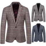 Men Prom Outfits Plaid Suit Business Casual Suit