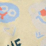 Men Sweater Cartoon Letters Brocade Sweater Men's Trendy Pullover
