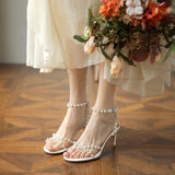 Nude Heels for Wedding Sandals Women's Thin Strap Women's High Heels