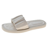 Women Open Toe Sandals Flats Summer Plus Size Slippers Fashion Pleated Sandals